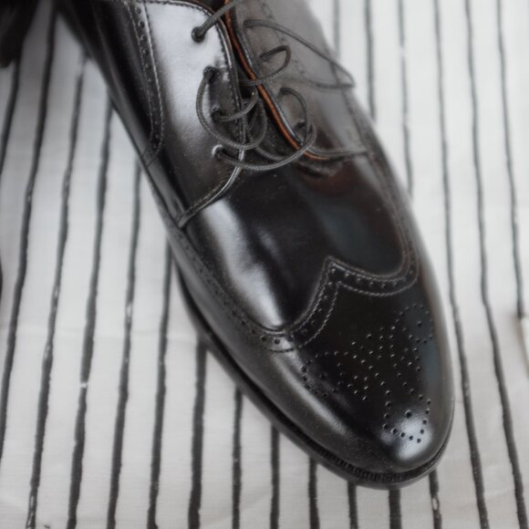 COPY - Black BOSTONIAN Classics Brogue Wingtip Oxfords Dress Shoes USA Made - Picture 3 of 10